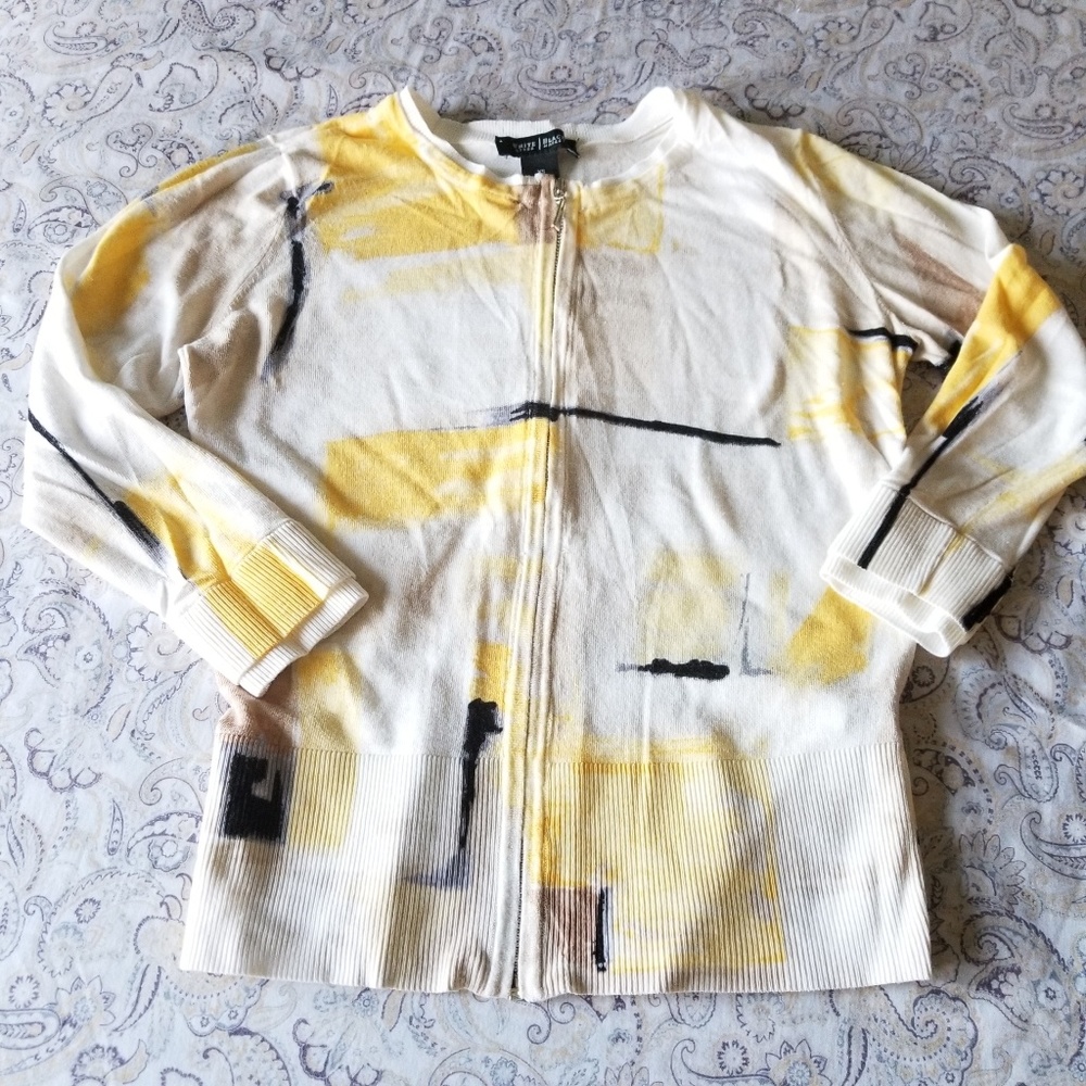 White House Black Market Cream/Yellow Cardigan